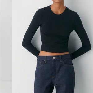 TNA Black Long Sleeve Crop Top